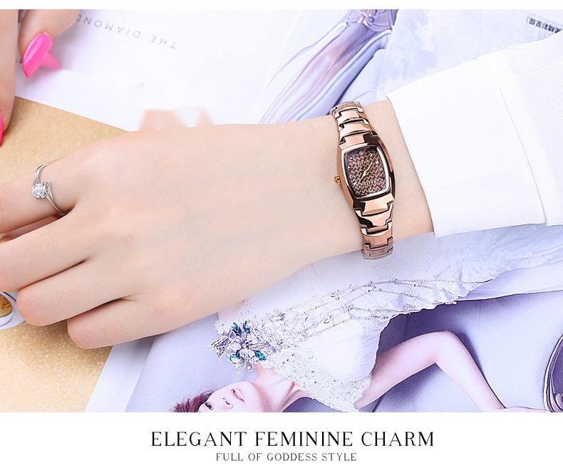 Tungsten çelik kare su geçirmez minimalist mizaç öğrenci küçük kadran şık ve trend kadın kuvars saati_voghion.com