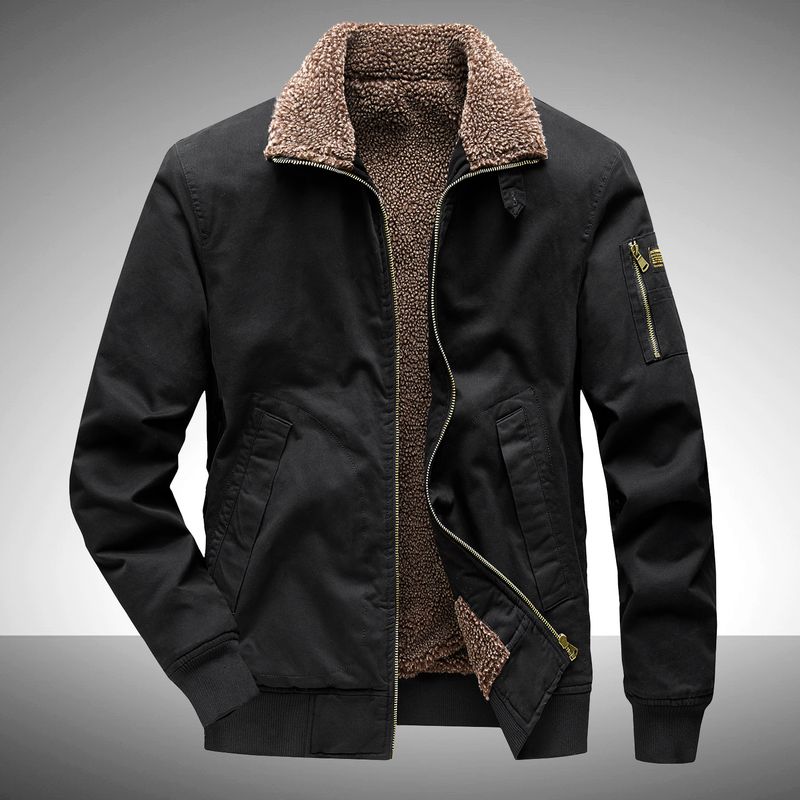 2025 Herren Herbst Winter mit dickem Plüschkragen, lässige Baumwolle für mittleres und älteres Alter, lockere Arbeitsjacke in Übergröße_voghion.com