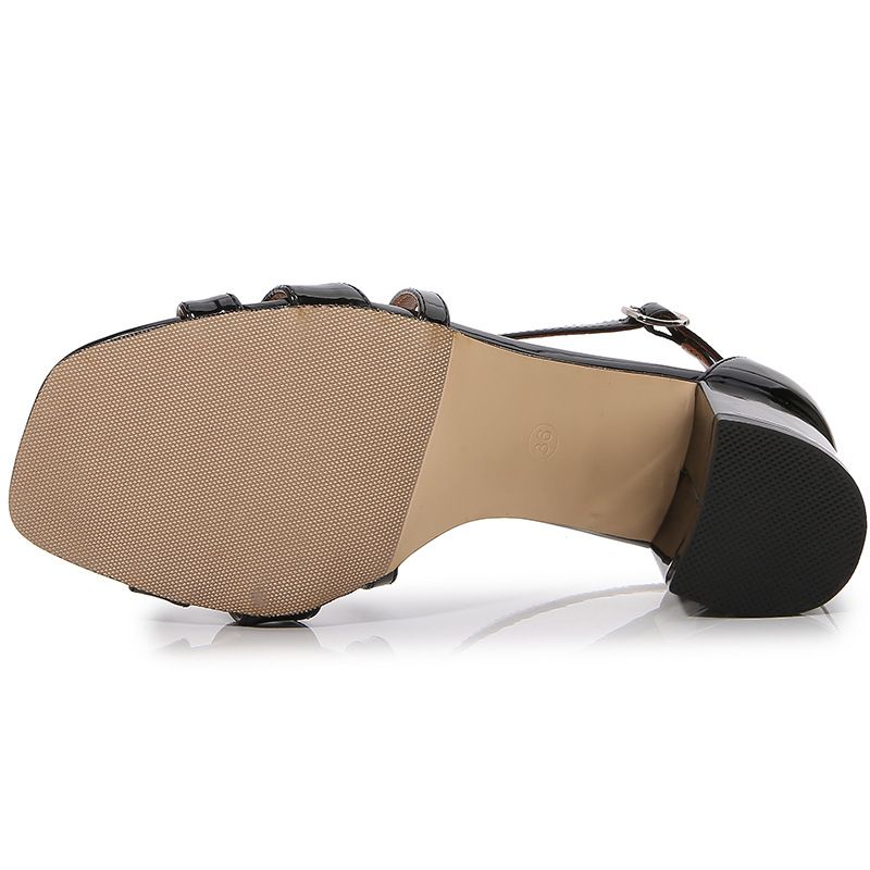 Solid color chunky heels women's new square head cross strap bag with fashion sandals_voghion.com