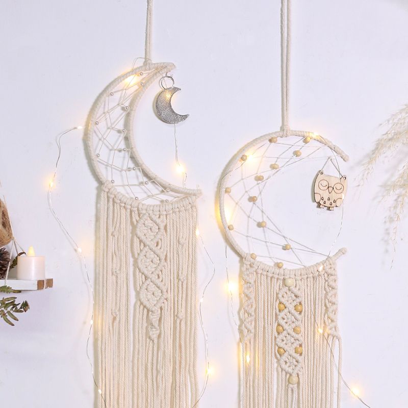 Baumwollfaden gewebt Anhänger Stern Mond Traumfänger Anhänger kreatives Zuhause Wanddekoration Geschenk_voghion.com