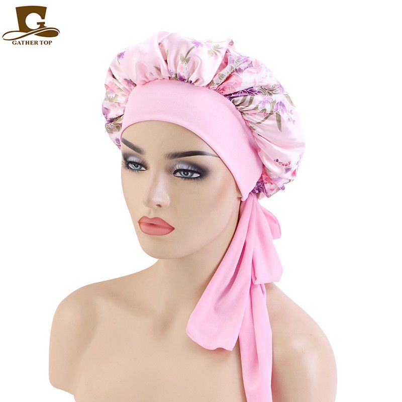 Europees en Amerikaans elastisch lint satijn bedrukt slaap verstelbare band bad schoonheid haarverzorging muts JDB-301J_voghion.com