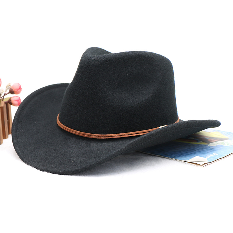 Cowboy hat Sheep felt top hat Western gentleman hat wool felt hat jazz hat men's winter hat_voghion.com