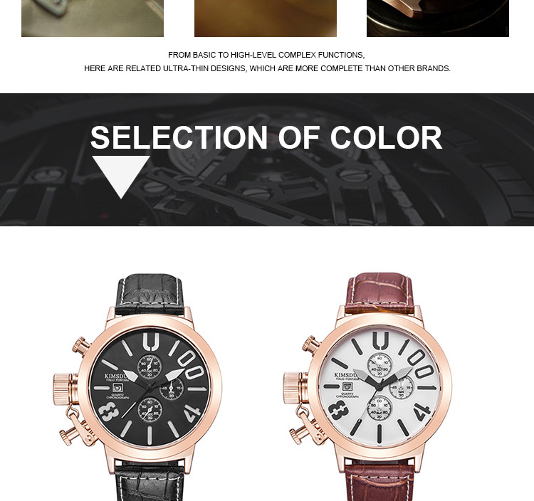 KIMSDUN Orologio da uomo con cinturino a quadrante grande Orologio impermeabile sportivo multifunzionale a tre occhi a sei pin_voghion.com