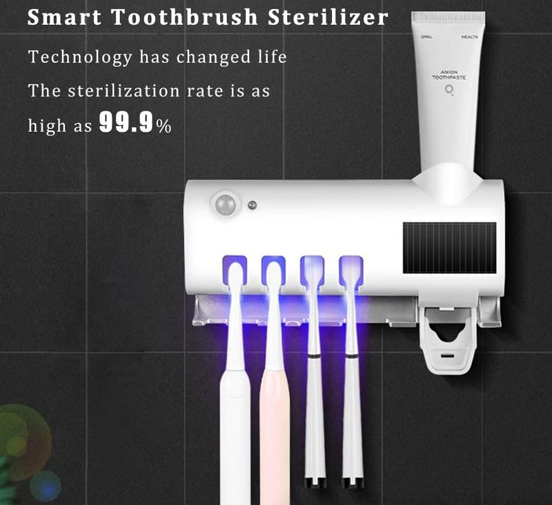 THE PERFECT PART UV Disinfector, Toothbrush Holder, Cleaning Agent, and Automatic Toothpaste Dispenser_voghion.com