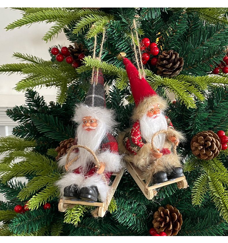 Noel Baba Bebek Süsü - 6 Benzersiz Şapka Stiliyle (Kırmızı Keçe, Ekose, Simli ve Daha Fazlası) Yumuşak Vinil Noel Ağacı Süsleri_voghion.com