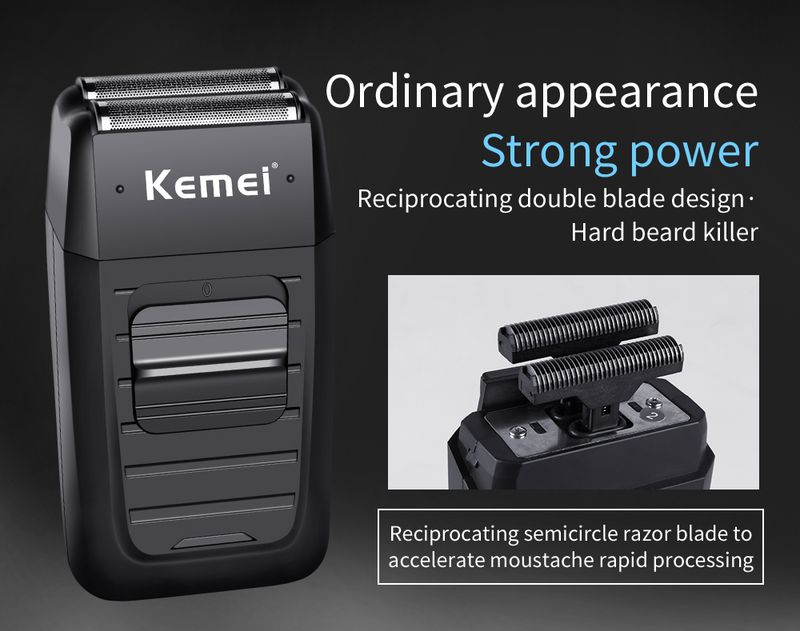 Kemei Cordless Shaver - Rasoio elettrico a doppia lama alternativo per uomo, sistema di rasatura del viso Wet/Dry_voghion.com
