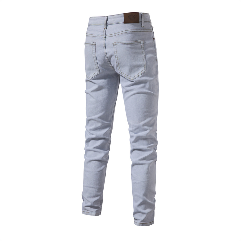 Herrenbekleidung Persönlichkeits-Denim-Waschungstrend für Herren, lässig, mikroelastisch, gerade Hose_voghion.com