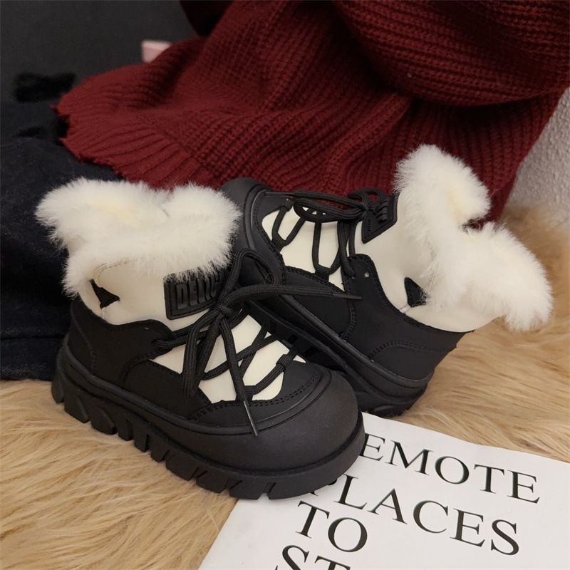 Children's Shoes Winter New Style Girls' Fashion Furry Cotton Shoes For College Students Warm Snow Boots Children's Shoes_voghion.com