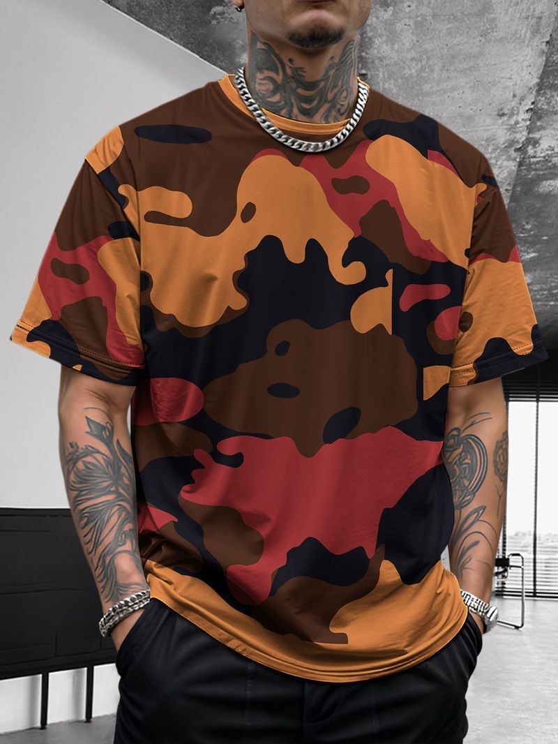 Sommer Neue männer Camouflage Camouflage Mode Schöne Fitness Vielseitig Atmungsaktive Kurzarm_voghion.com