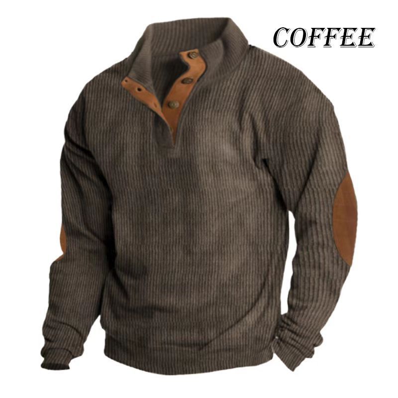 Sweter sztruksowy, sweter Henry, męski, swobodny, z długim rękawem_voghion.com
