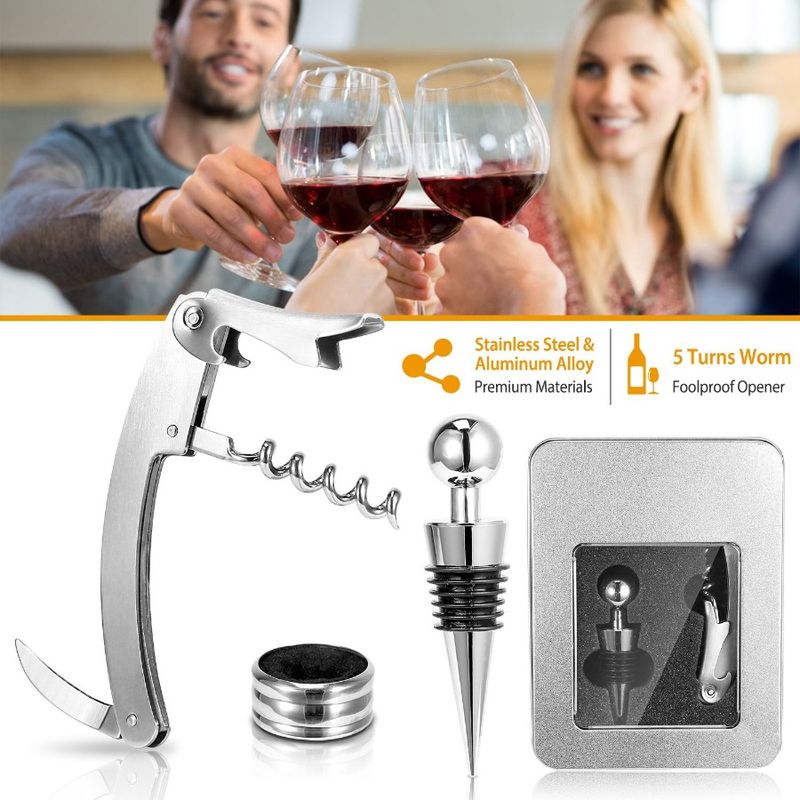 Cork Opener 3Pcs Collar Opener Bottle Drip Tool Cutter Protector Wine Foil Bottle Corkscrew Cap Stopper Set_voghion.com