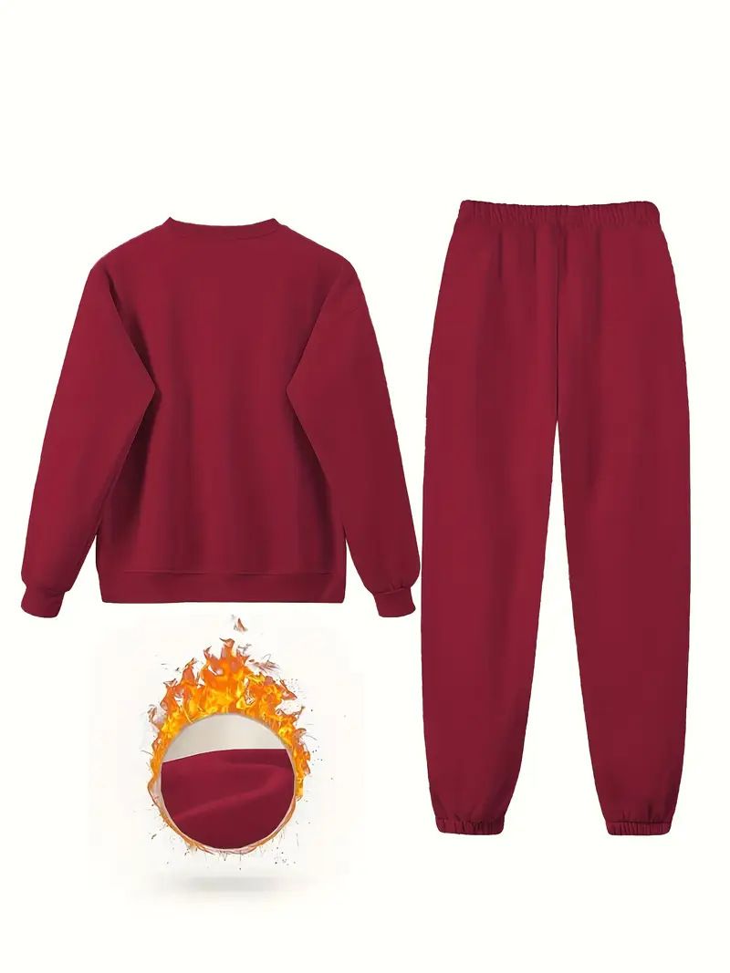 Women's Printed Two Piece Tracksuit, Long Sleeve Pullover Top And Drawstring Waist Pants, Casual Sportswear For Spring And Fall_voghion.com