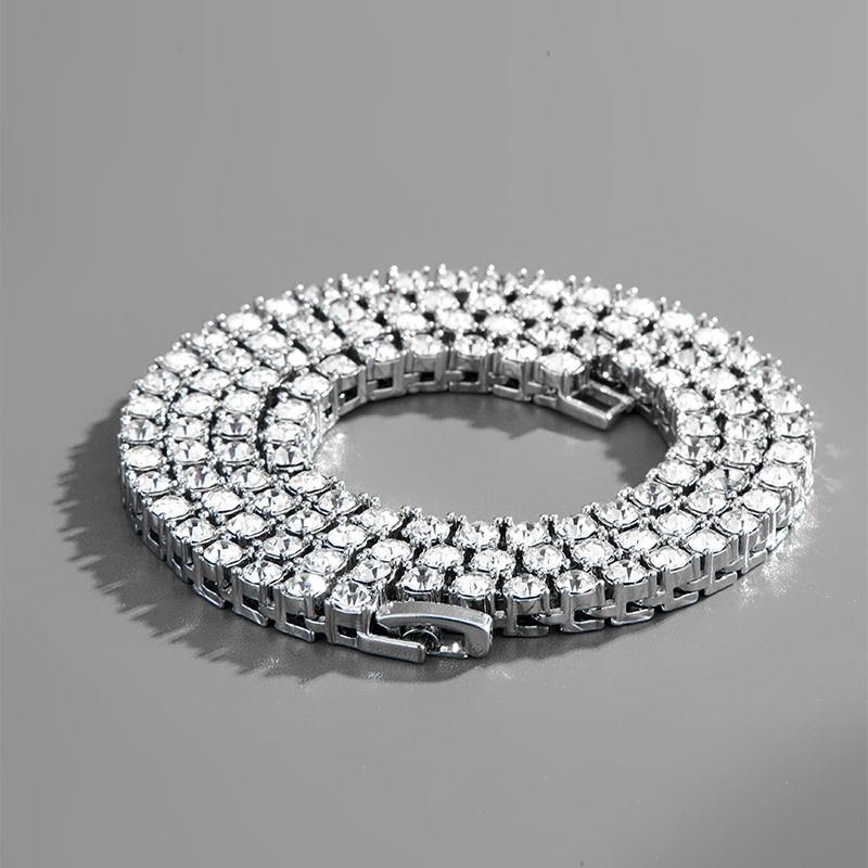 Hip Hop Tennis Chain Alloy Rhinestone Necklace 4mm Multi-Length Cuban Link Jewelry For Men & Women_voghion.com