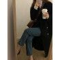 Pink Double-Sided Coat For Women, Mid-Length, 2024 Autumn And Winter New Style, Petite Korean Style Wool Jacket_voghion.com