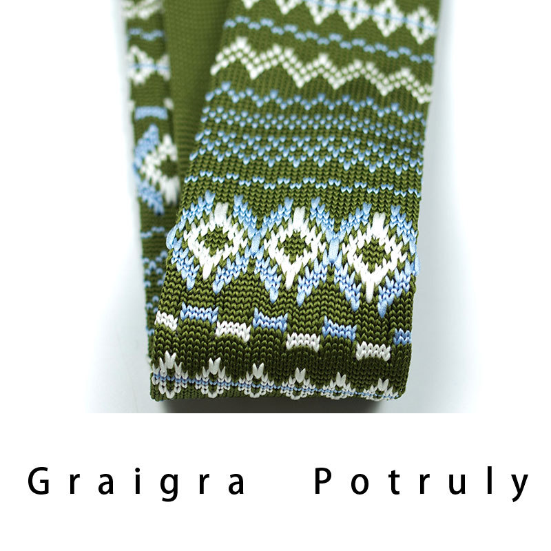 Men's Ties & Handkerchiefs style ethnic style coffee color yellow gray dark green width 6CM men's knitted tie_voghion.com