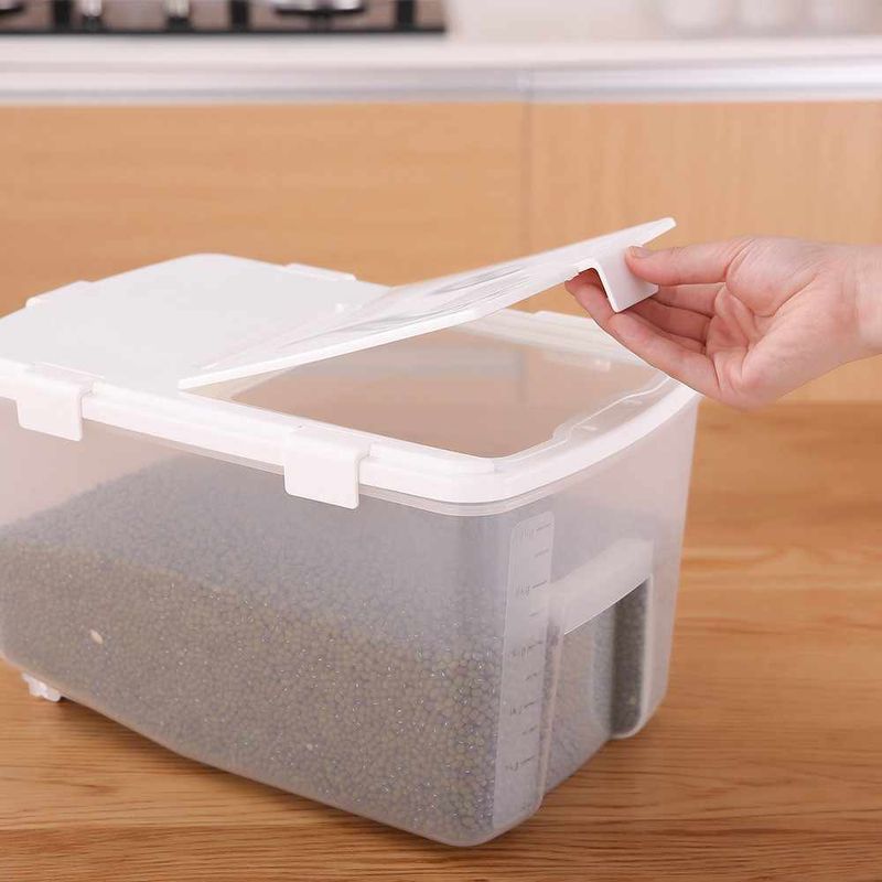 Big Size Transparent Plastic Rice Storage Box Jar Container Cans For Bulk Cereals For Kitchen Organizer Boxes Accessories_voghion.com