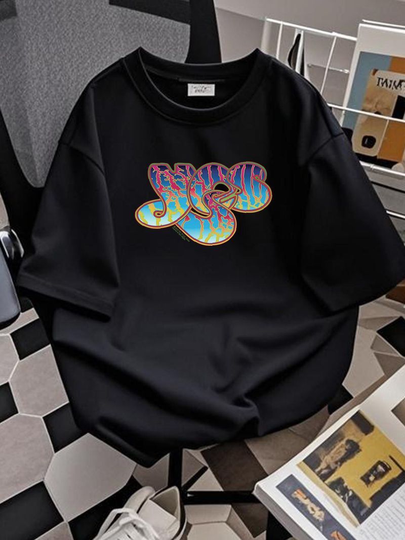 T-shirt de la tournée de concerts Yes 2016, bleu, rouge, orange, logo Roger Dean, noir, taille 2XL, extensible, doux, légèrement graphique, respirant, confortable, polyvalent, été_voghion.com