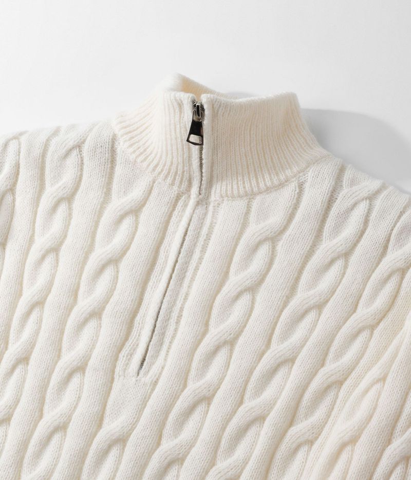 Men's Half-Zip High Collar Sweater – Business Casual Knit For Autumn & Winter Men's Clothing_voghion.com