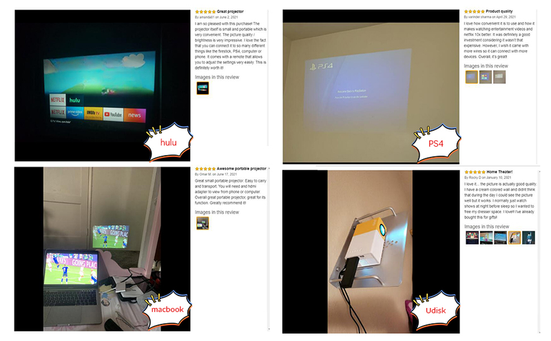 Mini-Projektor, tragbarer Projektor für Zeichentrickfilme, Geschenk für Kinder, LED-Pico-Videoprojektor mit HDMI-USB-Schnittstellen und Fernbedienung_voghion.com