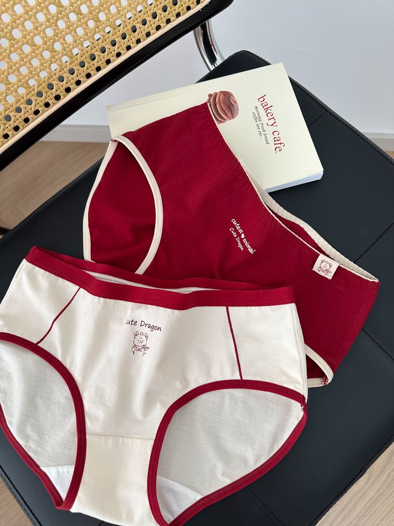 Intimates för kvinnor Tunga Benmingnian bomullsunderkläder kan matchas med par 5a Antibakteriellt grenvinröd körsbärsröd medellång midja_voghion.com