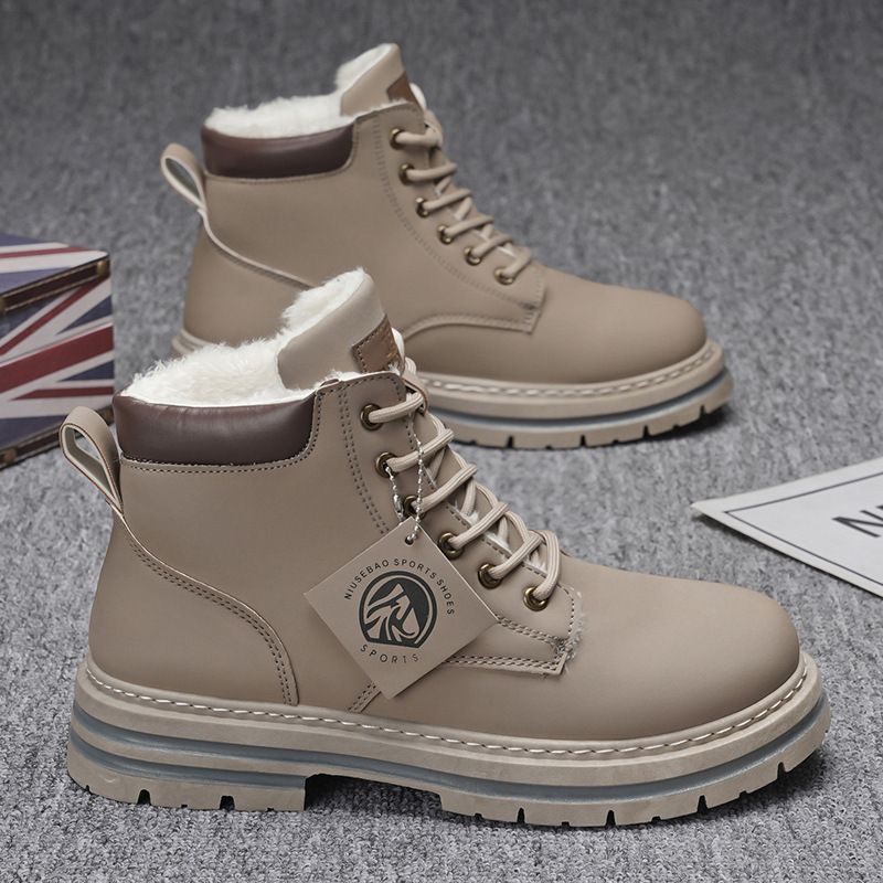 Martin 2025 Autunno Nuovo foderato in pile ispessito all'aperto lavoro stile britannico stivali gialli scarpe da uomo_voghion.com