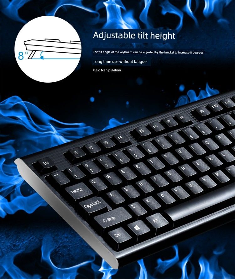 Tastiera Zhuiguangbao Q9 adatta per giochi USB cablati per casa, ufficio, laptop, tasti e mouse digitali_voghion.com