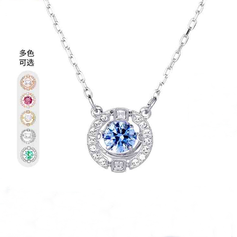 Springende Herz Halskette Schwalbe Element Kristall Dynamische Kragen Kette Weibliche_voghion.com