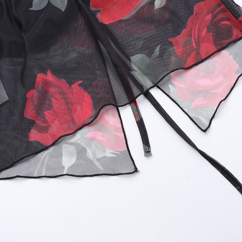 Women's Clothing Fashion Mesh Printed Tube Top Skirt Suit Summer New Slim Fit_voghion.com