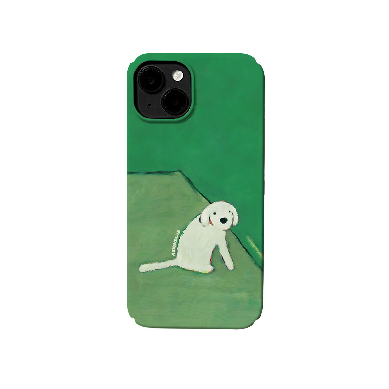 Niedliche grüne Hundefolie passend für Apple 14pro Telefon 13promax/12/11 All-Inclusive-Hartschale x_voghion.com