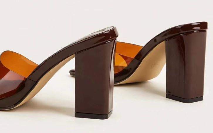 Square Head One Line High Heels Slipper Woman_voghion.com