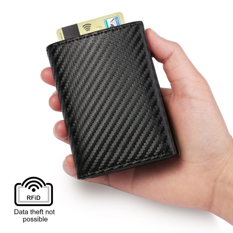 Heren portemonnee kaarthouders RFID Guangzhou grote capaciteit portemonnee aluminiumlegering koolstofvezel kaarthouder zijwaarts duwen automatisch drievoudig opvouwbaar draagbaar_voghion.com