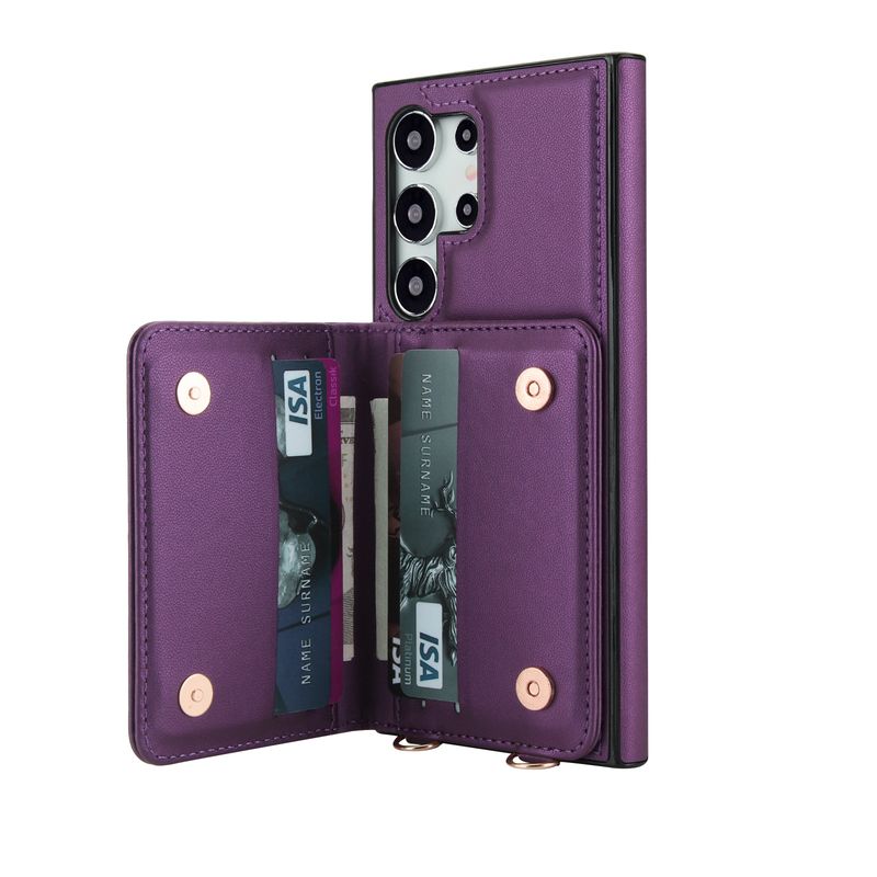 Magnetische portemonnee leren hoes voor Samsung Galaxy S25 Ultra S24 Plus S23 S22 S21 Crossbody RFID-blokkerende kaart_voghion.com
