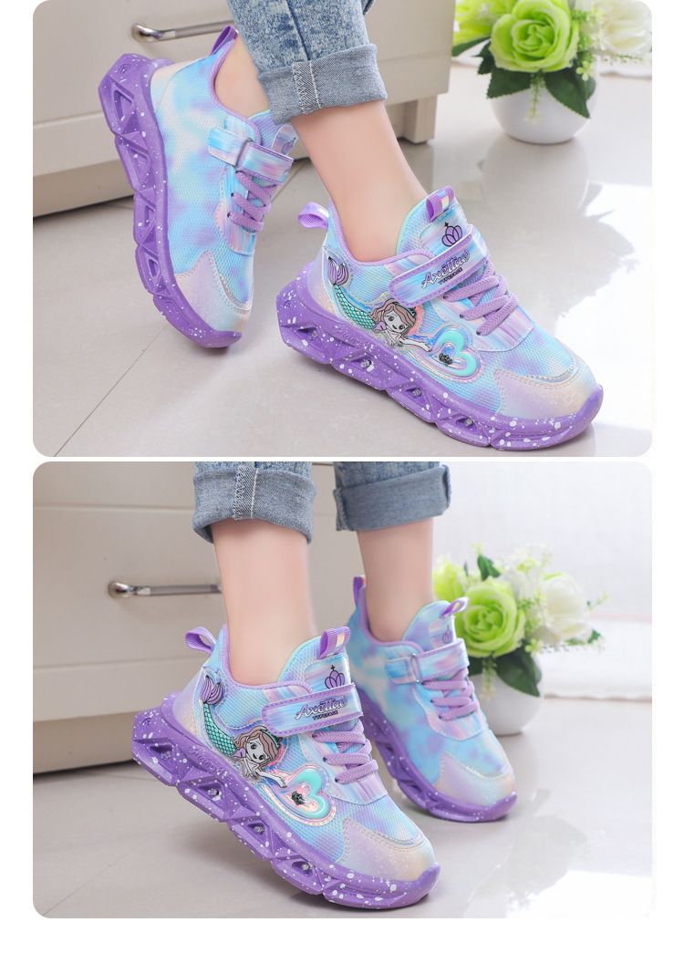 Children with light sneaker 2024 spring and autumn mesh breathable children's shoes medium and small children Princess lightweight casual shoes_voghion.com