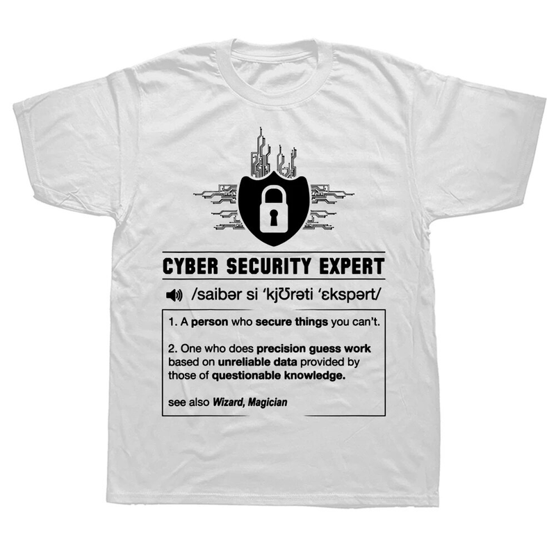 Funny Cyber Security Definition Programmer T Shirts Graphic Cotton Streetwear Short Sleeve O-Neck Haruku Cybersecurity_voghion.com