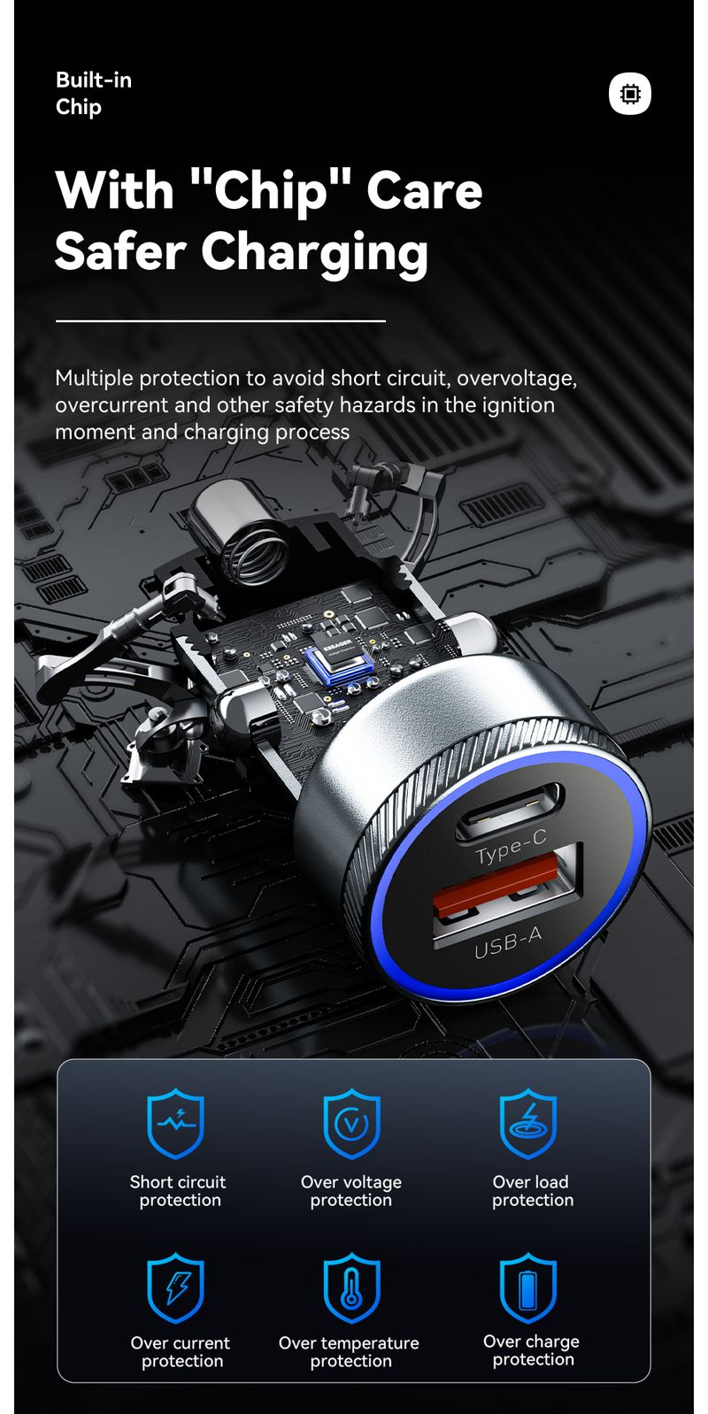 Essager 54W 5A Fast Charging Type C Chhug Chhug Tsu Tsu PD 3.0 SCP USB Car For Xiaomi Samsung Iphone Charger_voghion.com