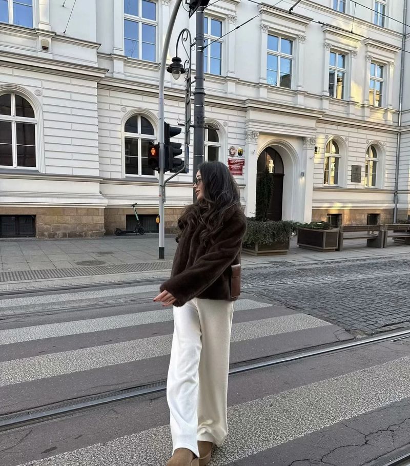 Damenbekleidung Kunstpelzmantel Damenmode Kurzjacke - Weicher Nerzähnlicher Plüsch, Elegantes Revers, Streetwear Chic (XS/S/M/L, Kaffeebraun)_voghion.com