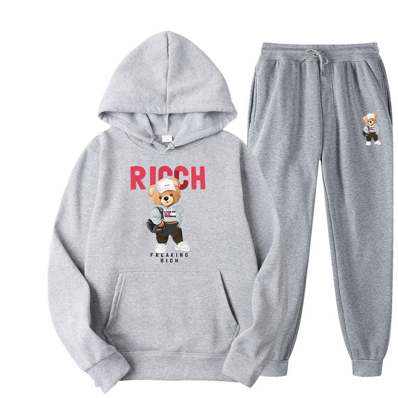 Spring and Autumn Men's Sweater Hoodie Set New Plush Sweater Women's Hip Hop Print_voghion.com