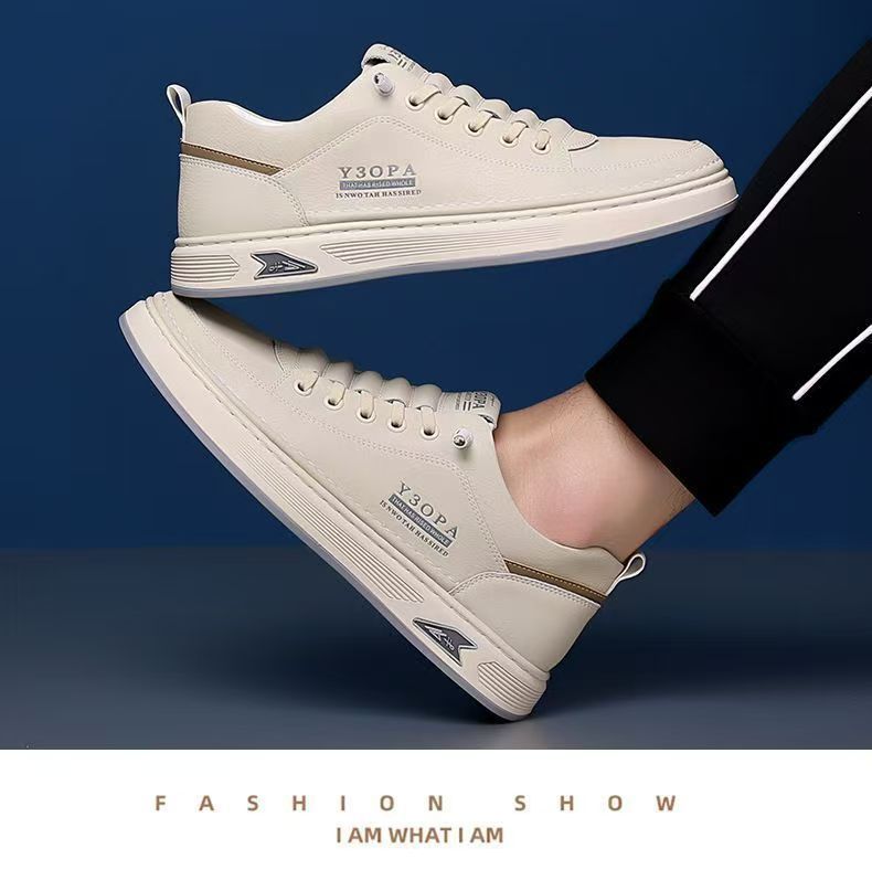 2025 Autumn New Breathable White Men's Versatile Thick-Soled Sneakers Casual Board Trendy Shoes_voghion.com