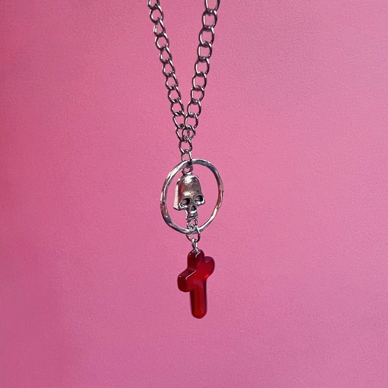 Unisex-Anhänger mit Totenkopf-Kreuz aus Silber_voghion.com