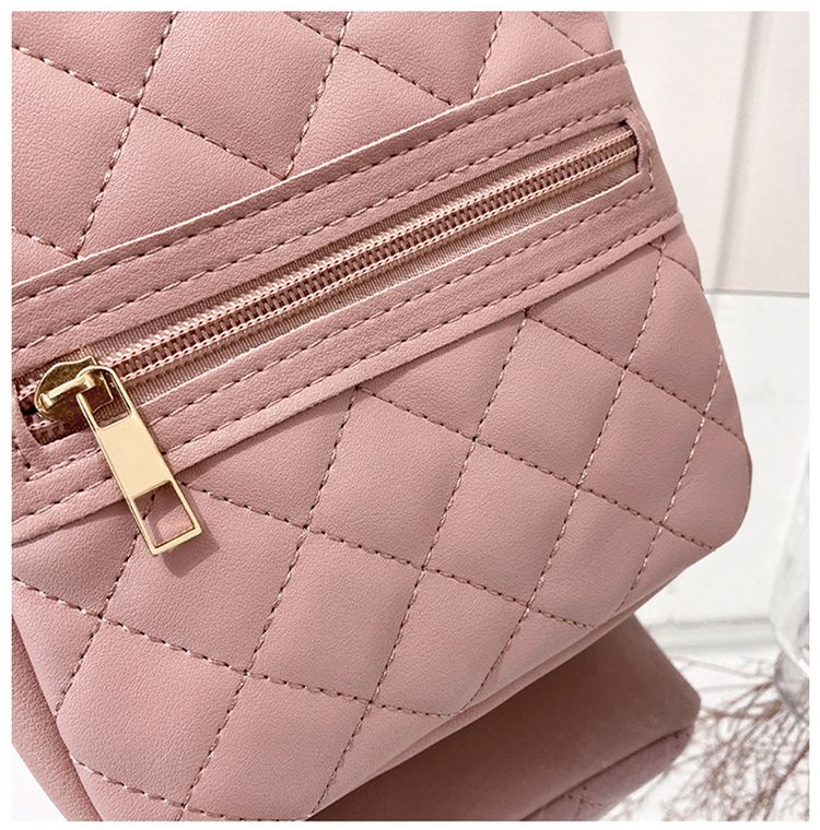 Bolso bandolera de hombro con estampado de cuadros rombos, de gran capacidad, informal, para teléfono móvil, para mujer_voghion.com