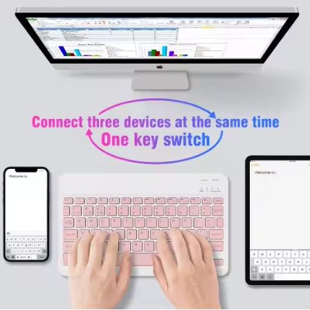 Evrensel Kablosuz Şarj Edilebilir Dokunmatik Klavye, Android Windows iOS Tablet için Kare Tuş Takımı Bluetooth Klavye Dokunmatik Yüzey_voghion.com