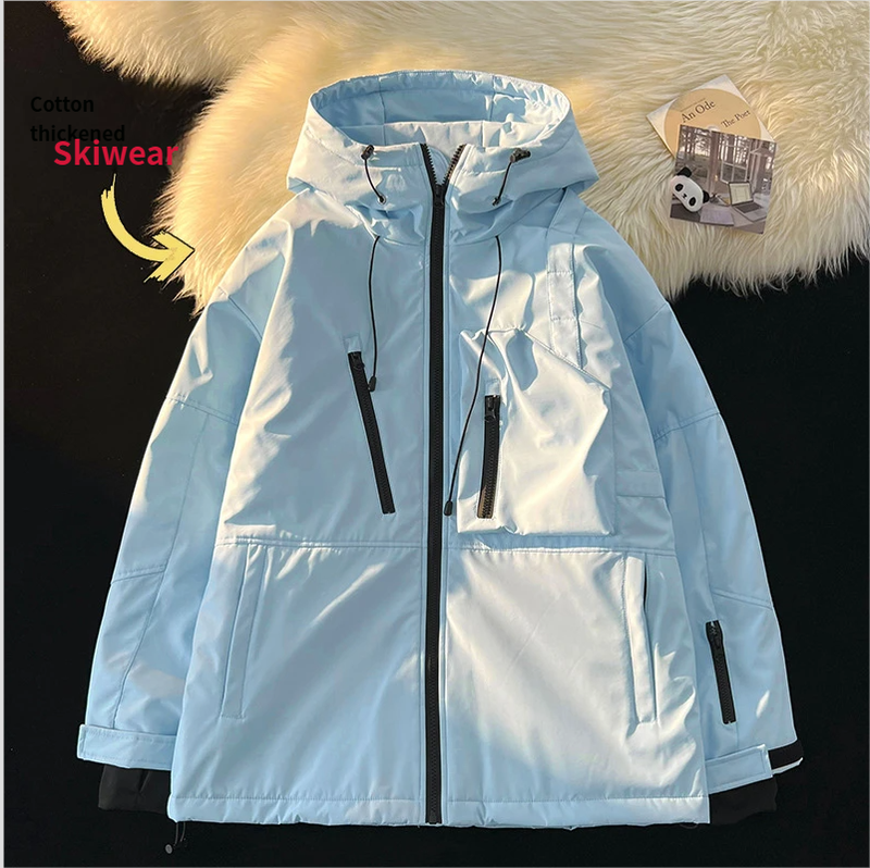 Jaqueta de esqui AK Alternative impermeável com capuz para homens e mulheres, com zíper, acolchoada e espessa para montanhismo ao ar livre._voghion.com