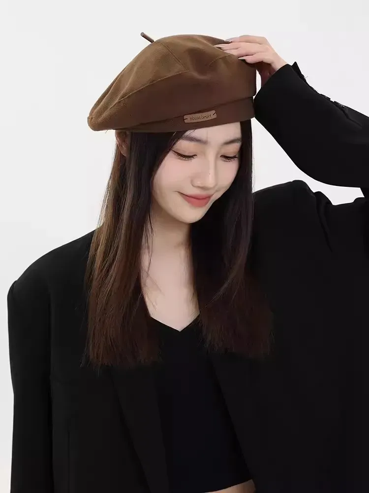 Neuheiten Herbst Winter Neue süße kühle leichte Wollmützen Mode Britischer Künstlerstil Retro Vielseitige Baskenmützen für Frauen_voghion.com