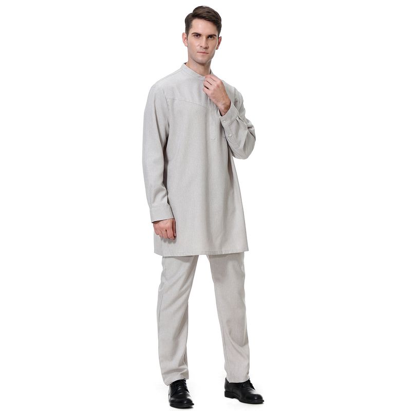 Ropa de hombre Conjunto de pantalones largos para hombre caftán musulmán_voghion.com