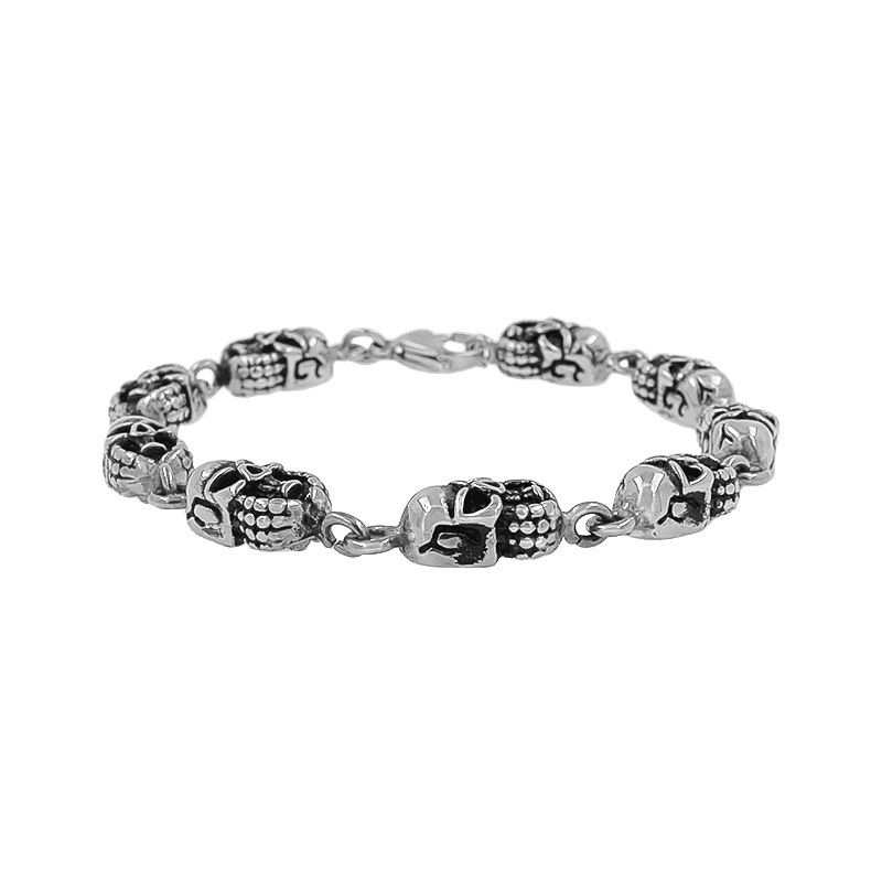 Bracciale da uomo con testa di fantasma, in titanio e acciaio inossidabile, con teschio a bocca grande, 2024_voghion.com