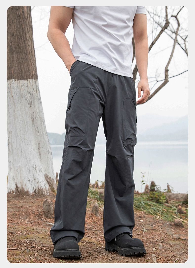 001 Hiking Solid Color Men's Spring Outdoor Thickened Fashion Versatile Casual Windproof And Water-Resistant Pants_voghion.com