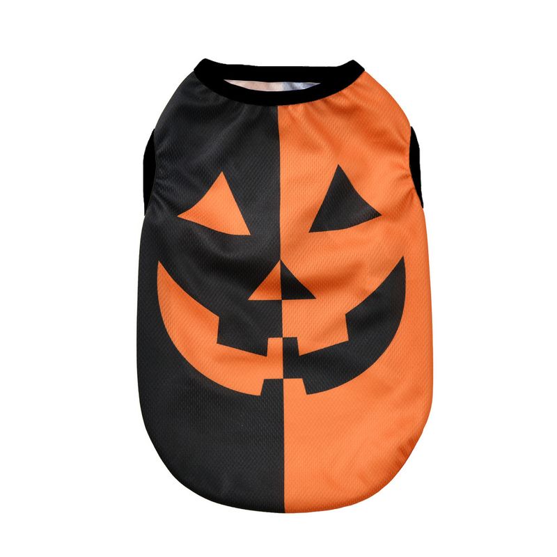 New Summer Sun Protection Vest Halloween Pumpkin Print Small And Medium Dog Cat Pet Clothes_voghion.com
