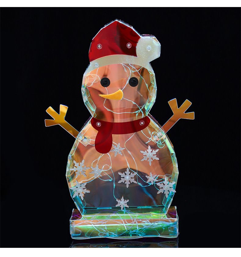 New Colorful Glowing Ornament Flat Small Snowman Desktop Plug-in Night Light_voghion.com