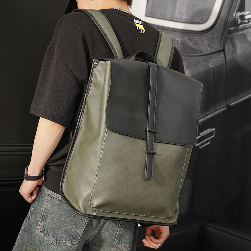 Zaino da uomo versione coreana zaino da viaggio all'aperto borsa da uomo retrò in PU di grande capacità_voghion.com