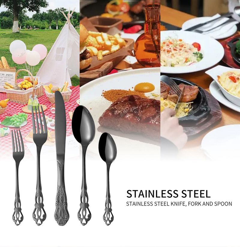 Royal Court Tableware Set Stainless Steel Tableware Set Knife Fork And Spoon Four Main Pieces Multi Person Set_voghion.com